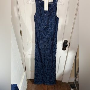 Cameron Blake navy soutache long dress